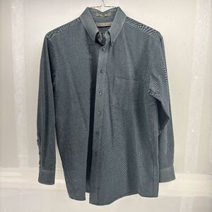 Vintage Claybrooke Green Chambray Weave Oxford Wrinkle Free Size 15.5/33 Medium